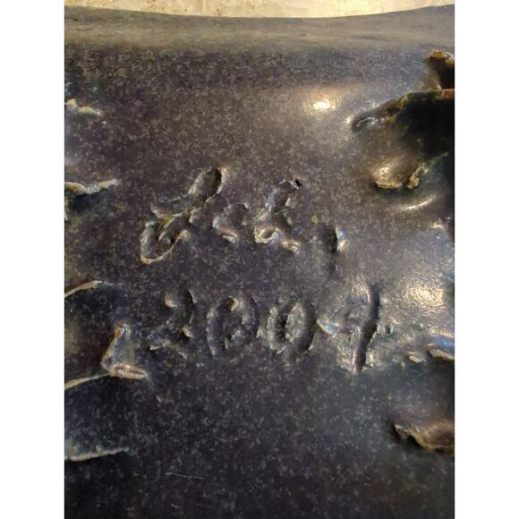 Studio Glazed Art Pottery Serving Dish Bow Tie Shape Blue Brown 9 x 5.5 x 1.75 - Picture 5 of 5